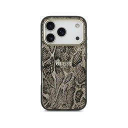 Guess Funda Para Iphone 17 Pro Max – Carcasa Pc+tpu Con Magsafe Estampado Pitón Marrón, Diseño Elegante Y Ajuste Preciso