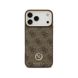 Guess Funda Para Iphone 17 Pro Max – Carcasa De Polipiel Marrón Con Logo 4g De Strass Y Magsafe, Diseño Elegante Y Ajuste Preciso