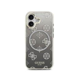 Guess Funda Para Iphone 17 – Carcasa Pc+tpu Con Magsafe Peonía Negra Con Brillos, Diseño Elegante Y Ajuste Preciso