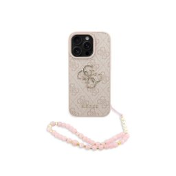 Guess Funda Para Iphone 16 Pro – Carcasa De Polipiel Rosa Con Logo 4g Clásico Y Correa De Perlas, Diseño Elegante Y Ajuste Preciso