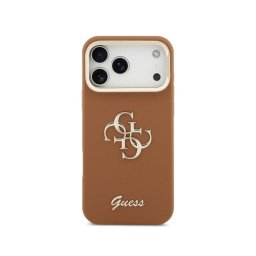 Guess Funda Para Iphone 17 Pro – Carcasa Efecto Granulado Marrón Con Logo Y Soporte, Diseño Funcional Y Ajuste Preciso