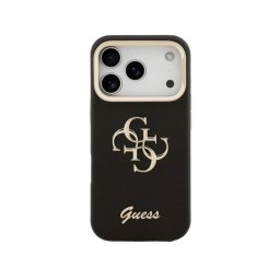 Guess Funda Para Iphone 17 Pro – Carcasa Efecto Granulado Negra Con Logo Y Soporte, Diseño Funcional Y Ajuste Preciso
