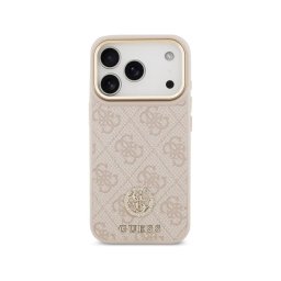 Guess Funda Para Iphone 17 Pro – Carcasa De Polipiel Rosa Con Logo 4g Strass, Diseño Elegante Y Ajuste Preciso