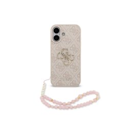 Guess Funda Para Iphone 17 – Carcasa De Polipiel Rosa Con Logo 4g Clásico Y Correa De Perlas, Diseño Elegante Y Ajuste Preciso