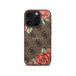Guess Funda Para Iphone 16 Pro Max – Carcasa De Polipiel Marrón Con Logo 4g Rosas Y Magsafe, Diseño Elegante Y Ajuste Preciso