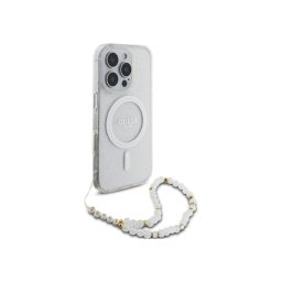 Guess Funda Para Iphone 16 Pro Max – Carcasa Transparente Con Magsafe Con Brillo Y Correa De Perlas, Diseño Elegante Y Ajuste Preciso