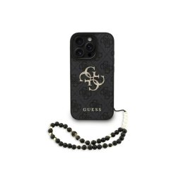 Guess Funda Para Iphone 16 Pro – Carcasa De Polipiel Negra Con Logo 4g Clásico Y Correa De Perlas, Diseño Elegante Y Ajuste Preciso