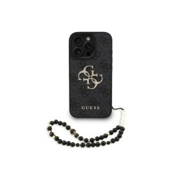 Guess Funda Para Iphone 16 Pro Max – Carcasa De Polipiel Negra Con Logo 4g Clásico Y Correa De Perlas, Diseño Elegante Y Ajuste Preciso