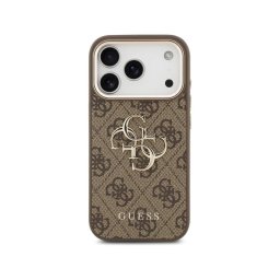 Guess Funda Para Iphone 17 Pro – Carcasa Marrón Con Gran Logo Clásico 4g Dorado, Diseño Elegante Y Ajuste Preciso