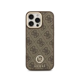 Guess Funda Para Iphone 16 Pro Max – Carcasa Con Magsafe Marrón Con Logo 4g De Strass Y Correa Ancha, Diseño Elegante Y Ajuste Preciso