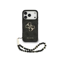 Guess Funda Para Iphone 17 Pro – Carcasa De Polipiel Negra Con Logo 4g Clásico Y Correa De Perlas, Diseño Elegante Y Ajuste Preciso