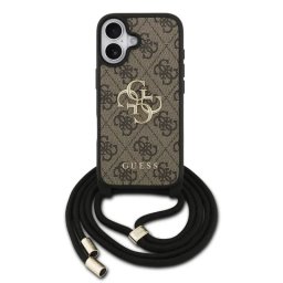 Guess Funda Para Iphone 17 – Carcasa De Pu Marrón Con Logo 4g Y Correa Con Cordón, Diseño Práctico Y Ajuste Preciso