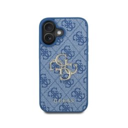 Guess Funda Para Iphone 16 – Carcasa De Pu Azul Con Logo 4g Y Correa, Diseño Práctico Y Ajuste Preciso
