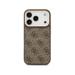 Guess Funda Para Iphone 17 Pro – Carcasa De Polipiel Marrón Con Magsafe Y Logo Clásico, Diseño Elegante Y Ajuste Preciso