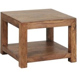 Furnix mesa de centro MUMBAI madera maciza Sheesham 60 x 60 cm mesa de salón diseño marrón oscuro estilo rústico mesa auxiliar