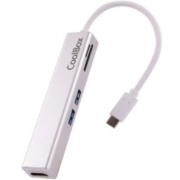 Hub USB-C CoolBox miniDock Lite 5 puertos Aluminio Blanco