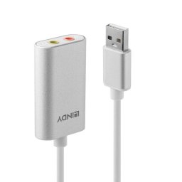 Convertidor de Audio USB Tipo A Lindy 25 g Plata Blanco