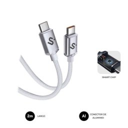Cable USB-C Subblim Optimus 60W 2 m Nylon Trenzado Blanco