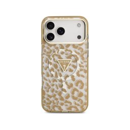 Guess Funda Para Iphone 17 Pro – Carcasa Pc+tpu Con Magsafe Leopardo Marrón Con Brillos, Diseño Elegante Y Ajuste Preciso