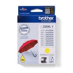 Cartucho de tinta Brother LC225XLY amarillo, pack individual, 1200 páginas