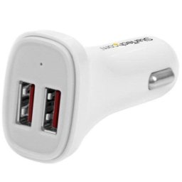 Cargador de coche USB Dual Port Startech 24W 4.8A Blanco Smart IC