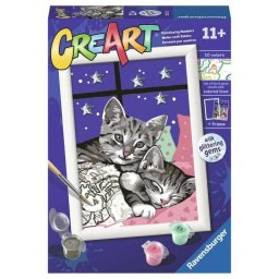 Kit de pintura por números Ravensburger Sleepy Kitties para adultos 1 imagen