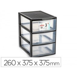 Cajonera plastiforte ebro 3 cajones color negro 260x375x375 mm