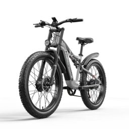 Bicicleta eléctrica Shengmilo S600 2000 W doble motor batería 48 V 17,5 Ah suspensión total 26" gris