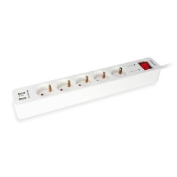Regleta Equip 245554 5 Tomas Tipo F Interruptor 2 USB Blanca