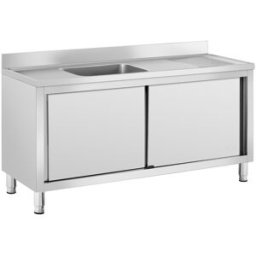 Fregadero de acero inoxidable - 1 cuba - Royal Catering - Acero inoxidable - 160 x 60 cm 10012135