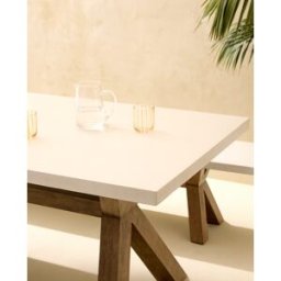 El Corte Inglés Mesa de jardín de madera acacia Keros . (240 cm) Madera / Blanco