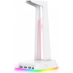 Soporte para auriculares Onikuma ST2 RGB blanco con 3 puertos USB