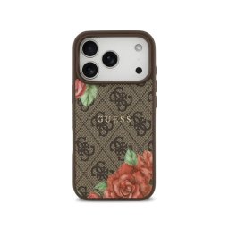 Guess Funda Para Iphone 17 Pro – Carcasa Con Magsafe Estampado 4g Flores Marrón, Diseño Elegante Y Ajuste Preciso