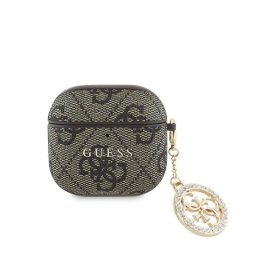 Funda Guess AirPods 4 Polipiel Marrón con Dije de Piedras