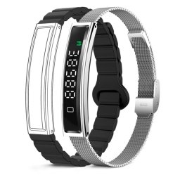 Ksix Serena Ultraligera Con Pantalla Smartband, 100 Modos Deporte, Sueño Y 7 Días De Batería, 2 Correas, Caja Plateada