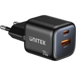 Cargador USB Unitek P1128ABK01-EU 20W GaN Power Delivery 3.0 2 Puertos