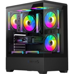 Caja PC Darkflash C365 ATX E-ATX ITX 270° Vidrio Templado Negro 5 Ventiladores