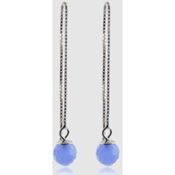 Luxenter Pendientes áfrica moda de plata de ley 925 acabados en rodio con cuarzo hidrotermal azul aguamarina. Azul