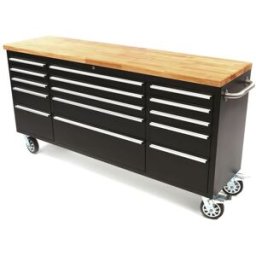 HBM 182 cm Carro de herramientas Profi / Banco de trabajo con tapa de madera - NEGRO