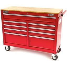 HBM Carro de herramientas con encimera de madera 117 cm, rojo