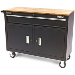 HBM carro de herramientas profesional móvil con banco de trabajo, 117 cm, negro