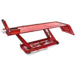 HBM 450 kg Mesa elevadora de motocicleta hidráulica con abrazadera de rueda delantera de lujo - rojo