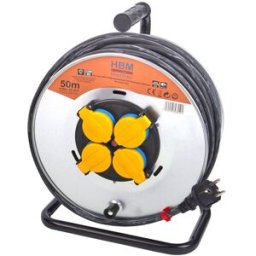 HBM 50 metros Carrete de potencia IP44 a prueba de salpicaduras, Carrete de cable 3 x 1,5 mm