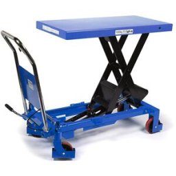 HBM Mesa de trabajo móvil / mesa elevadora 1000 kg azul