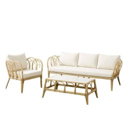 Sofa 3 Plazas, 2 Sillones y Mesa de Centro Rattan Appio