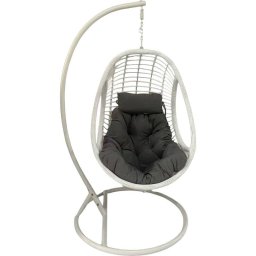 Silla Columpio Colgante Acero Blanco y Ratan Sintetico - Ahrana