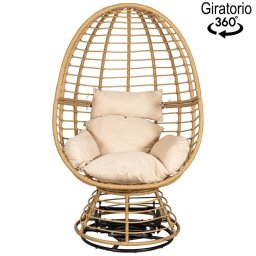 Sillon Jardin Giratorio Acero y Ratan Sintético - Serie Ahrana