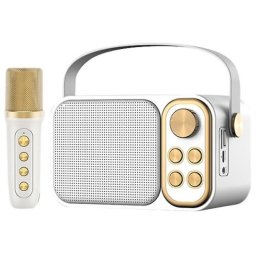 Klack Karaoke Retro Altifalante Subwoofer com Microfone Bluetooth 10W Branco
