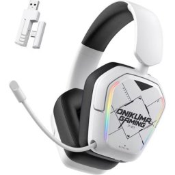 Auriculares Onikuma GT883 inalámbricos Bluetooth y cable Over Ear para gaming blancos