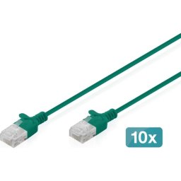 Cable de Red Digitus CAT6 U/UTP Slim 0.5m Verde 10 Unidades